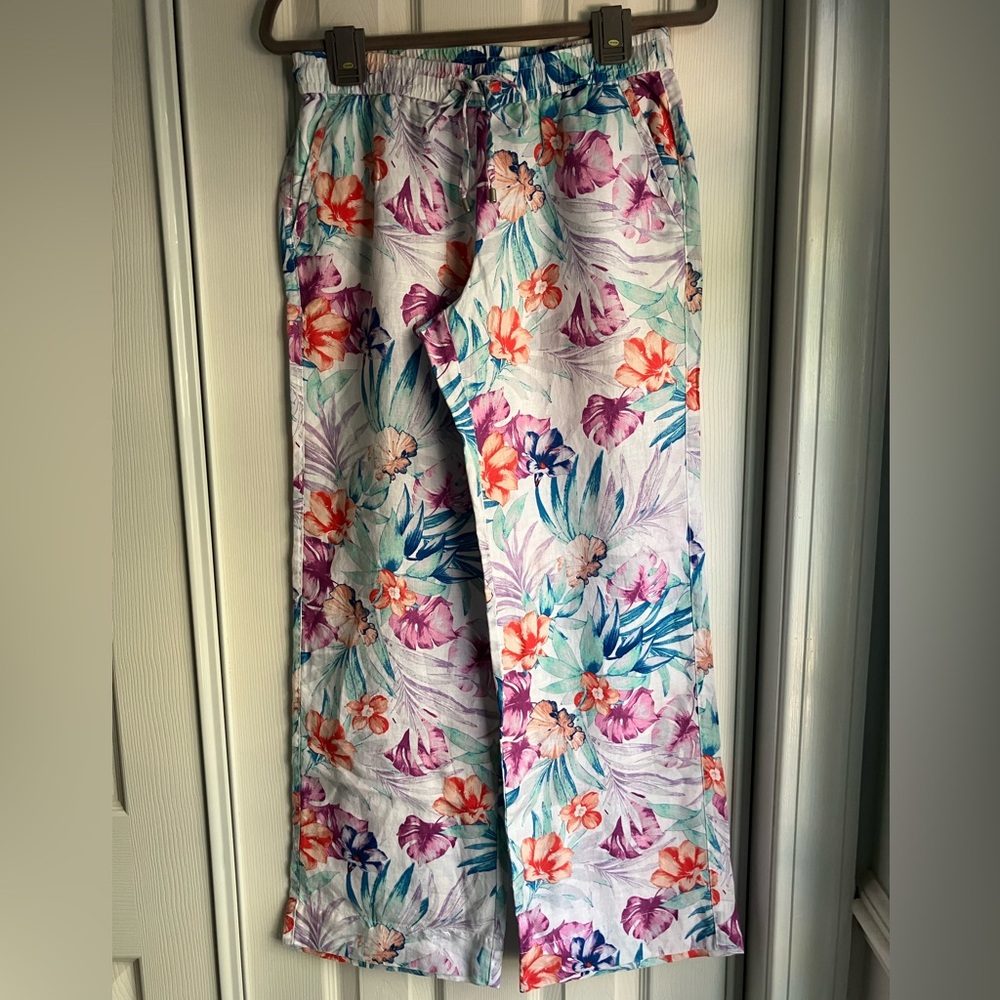 Tommy Bahama wide leg beach pants   Lightweight floral tropical Resortwear S P
